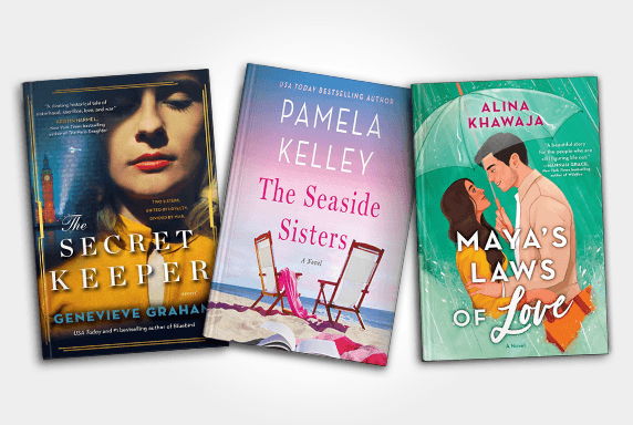 Covers of The Secret Keeper, The Seaside Sisters and Maya's Laws of Love.